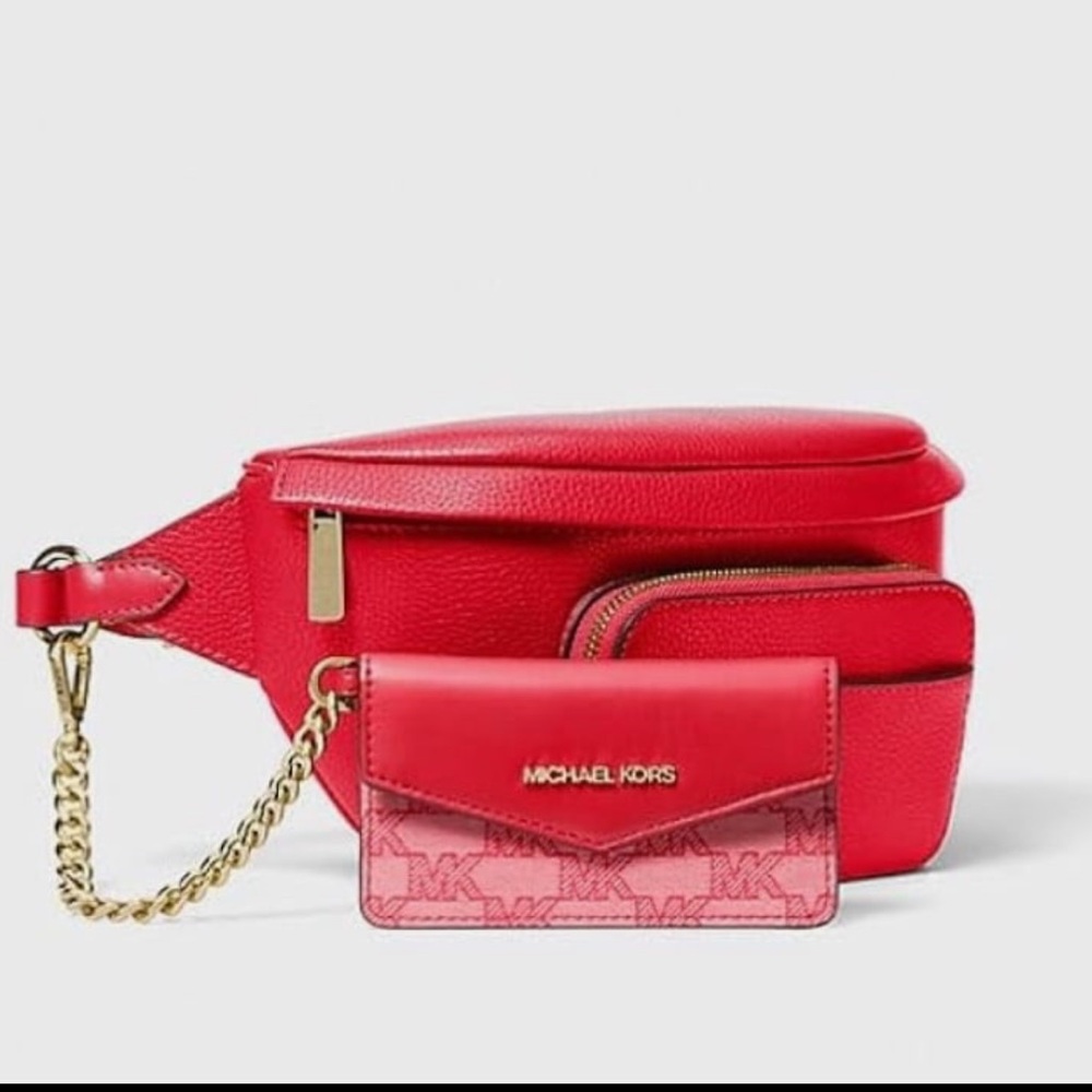 Michael Kors Maisie Leather 2-In-1 Large
Waistpack Fannypack Belt Bag Red NEW